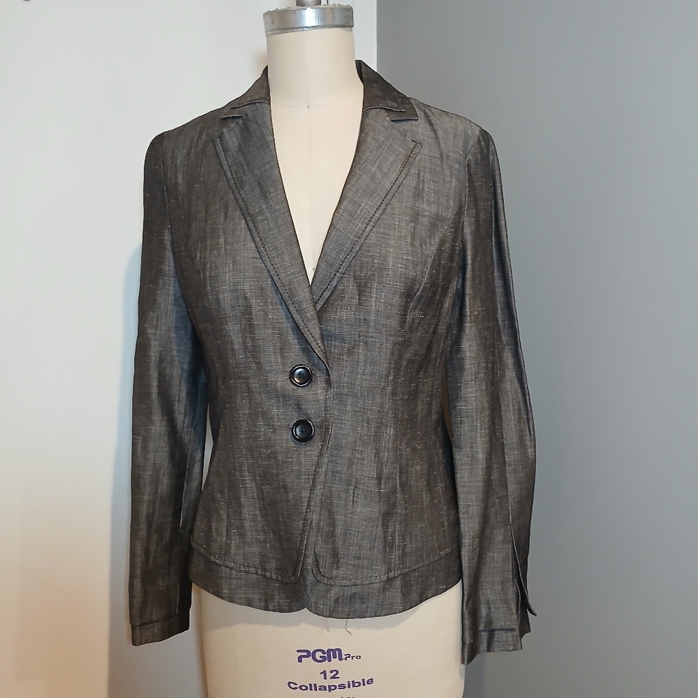 Ann Taylor Silver Colored Wool.and Linen Blend Blazer Size 8